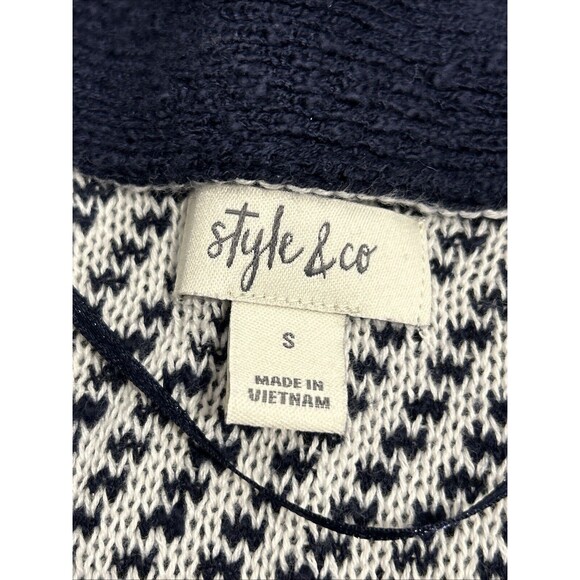 Style & Co New Cardigan Sweater Navy Blue Striped Short Sleeve Open Front Size S - Picture 6 of 8